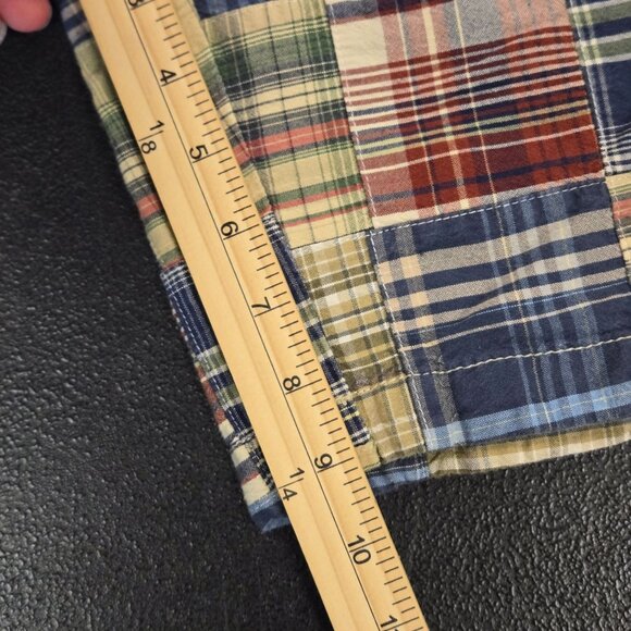 2000s Y2K Izod Mens Patchwork Madras Plaid Cotton Shorts Size 36 Multicolor Casu - Picture 5 of 10